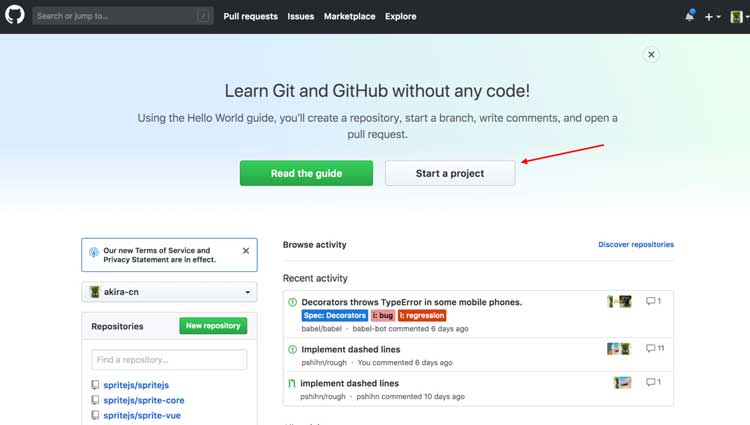 github new project