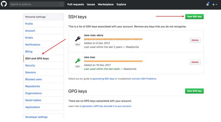 github sshkey